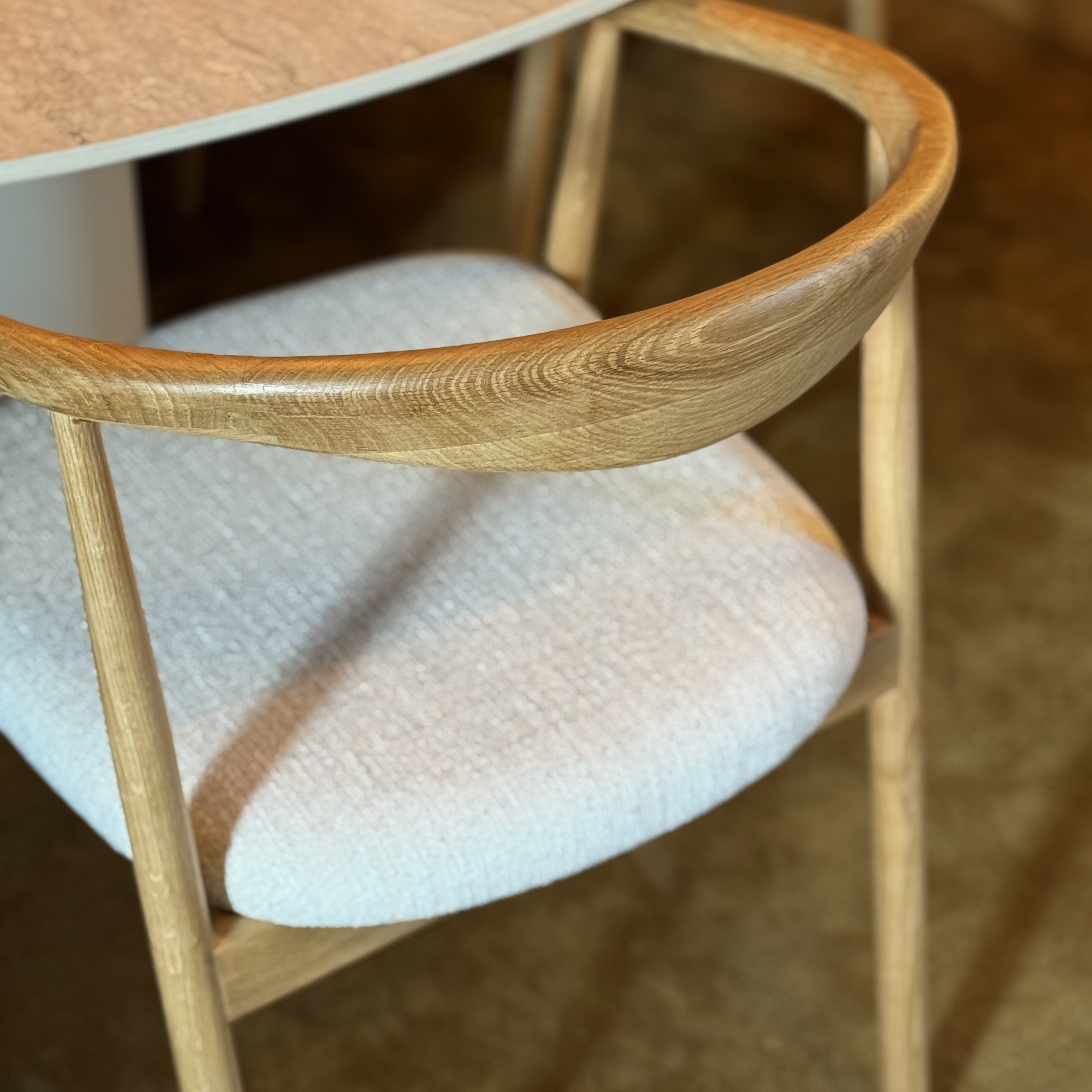 Chaise en chêne - tissu beige 4