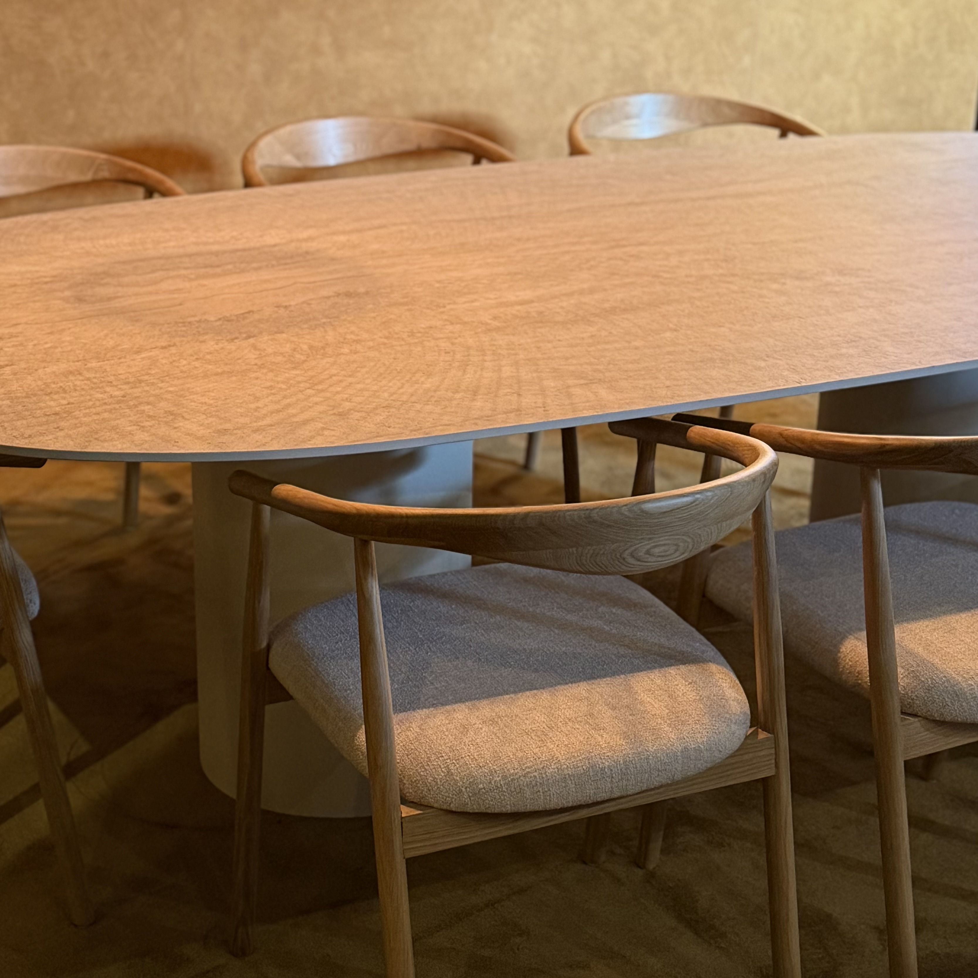 Chaise en chêne - tissu beige 