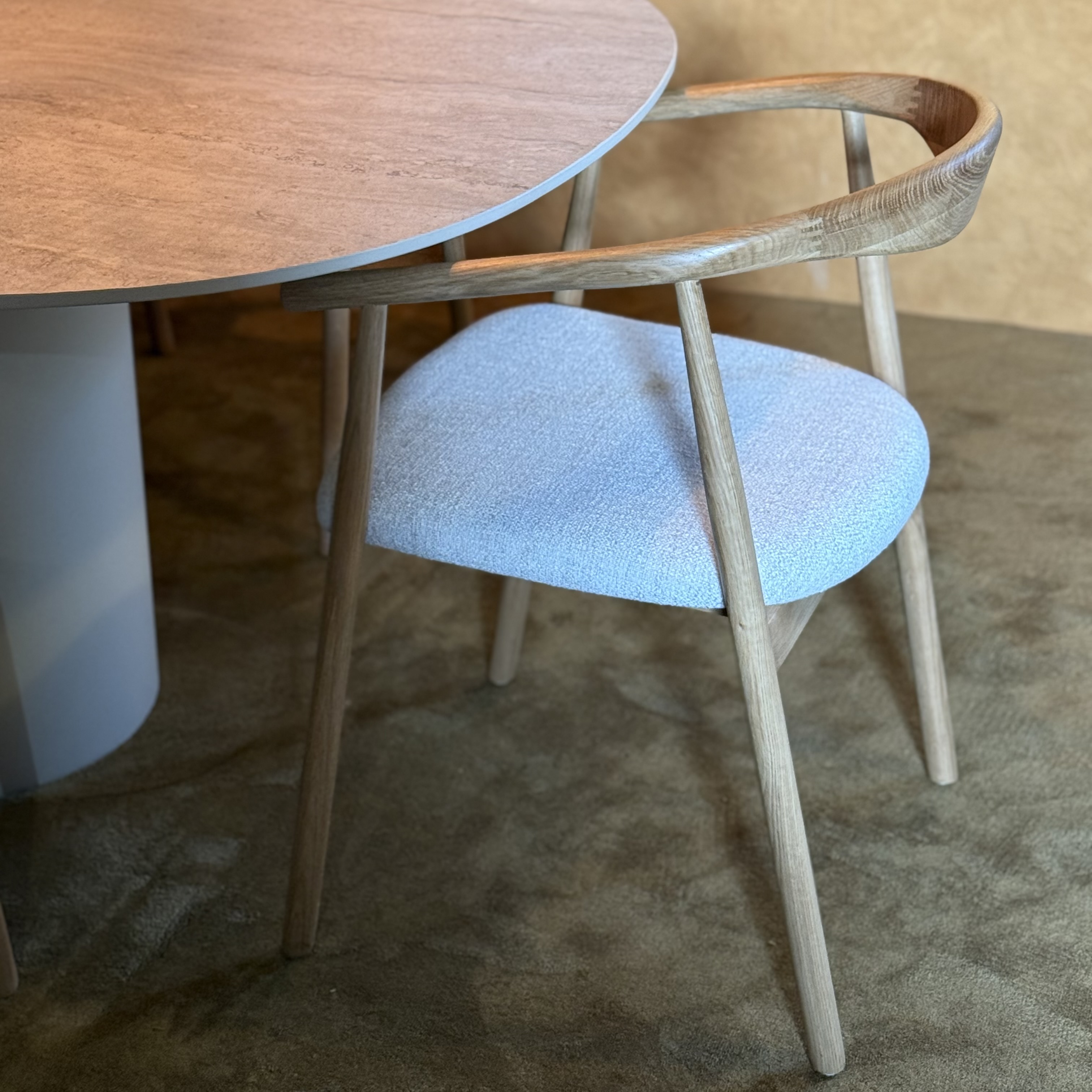 Chaise en chêne - tissu beige 5