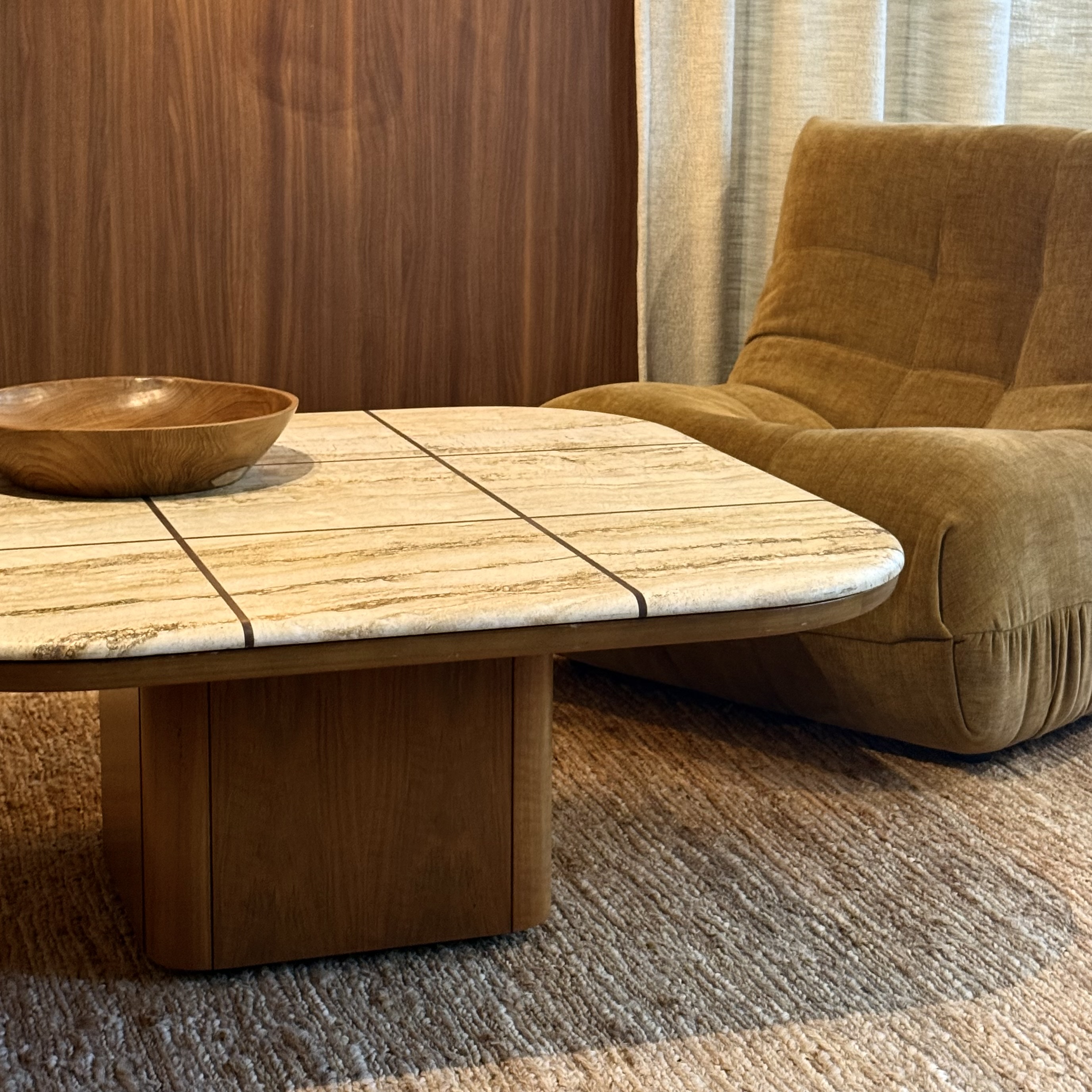 Table basse bois/marbre 1