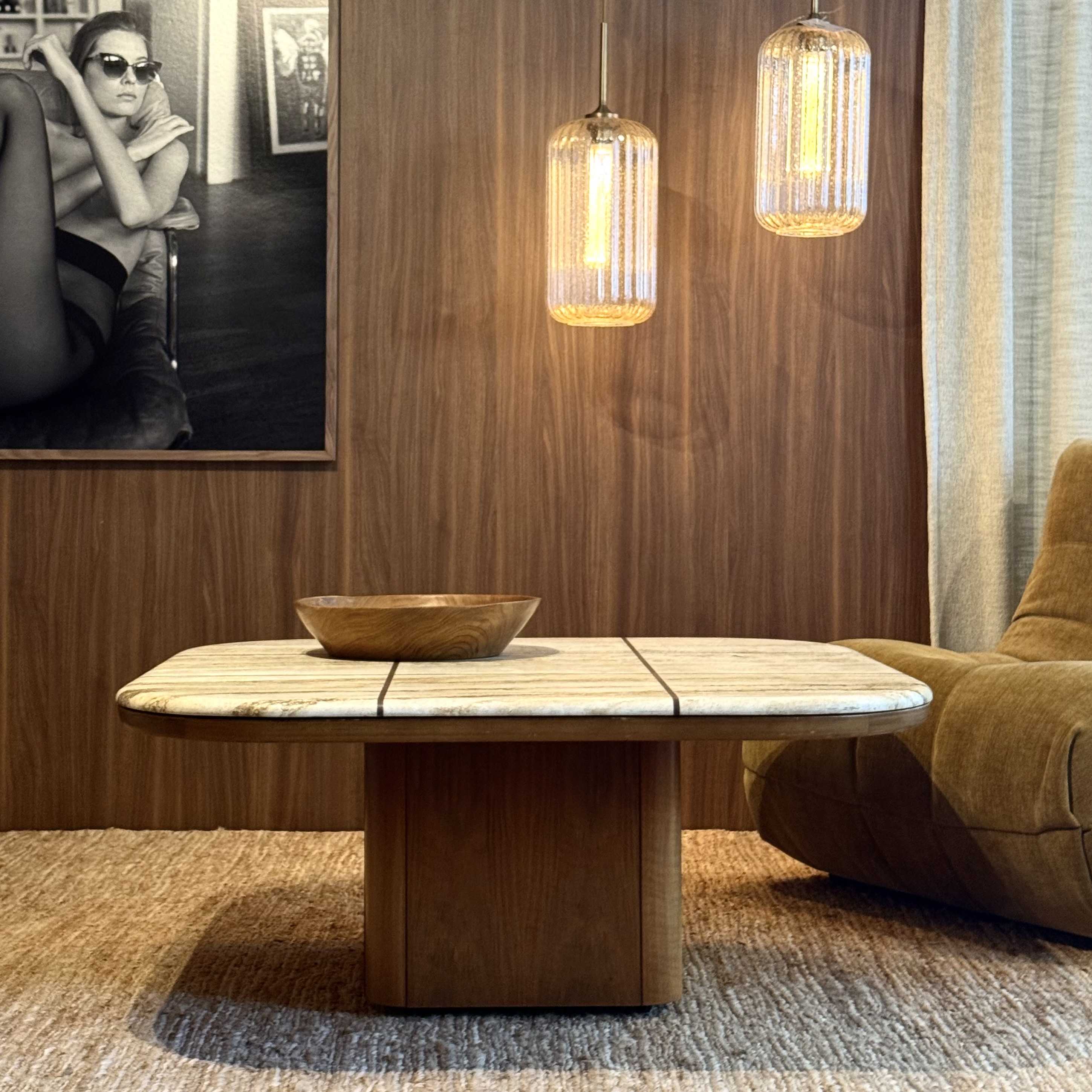 Table basse bois/marbre 2