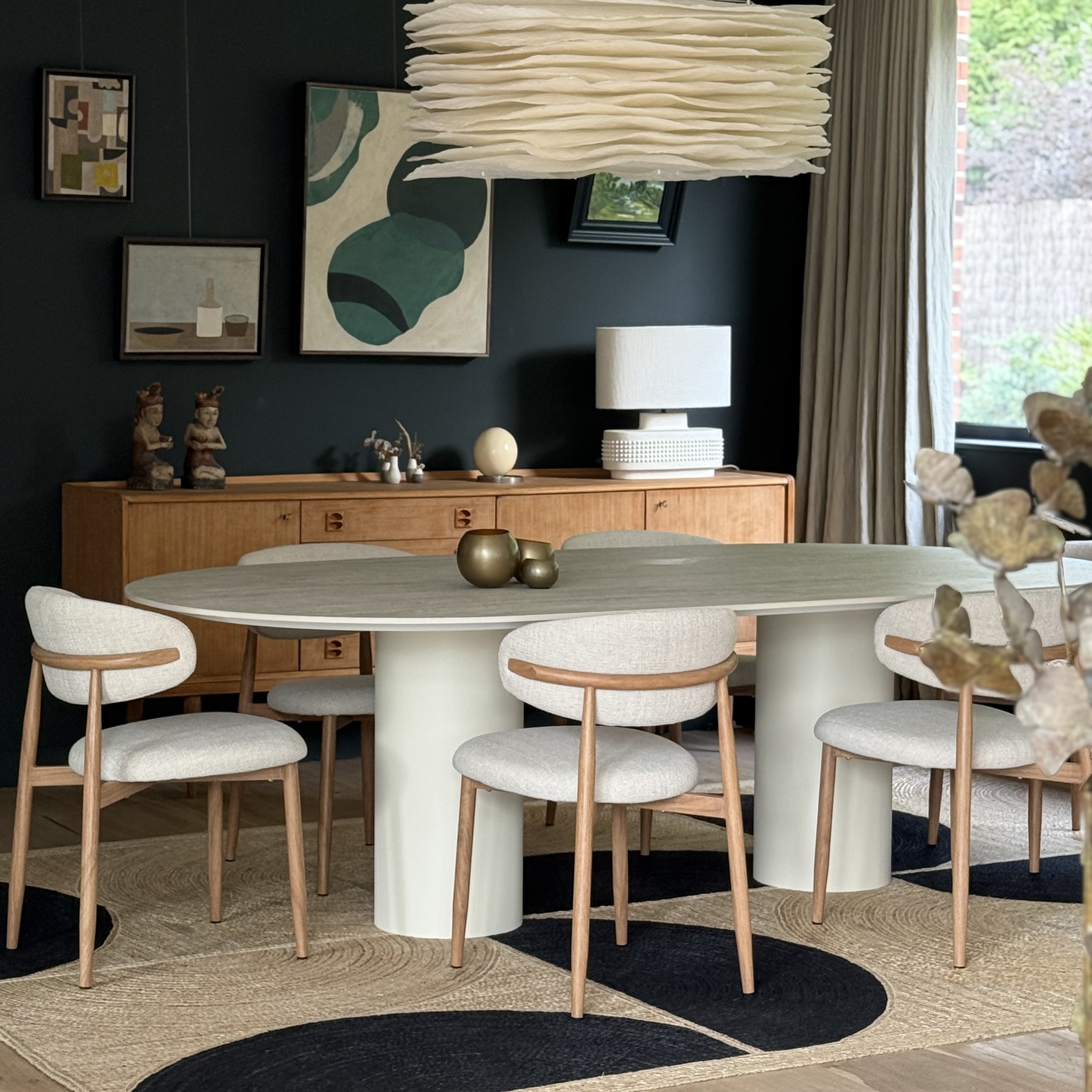 Chaises tissu beige moucheté 5